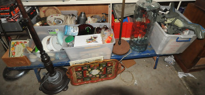 Large Group lot of Assorted Items incl 6 x Boxes of Glassware, Ceramics, Wooden