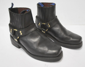 Pair heavy Johnny Reb Short cut Classic Black Leather Mens Boots - size 9EW