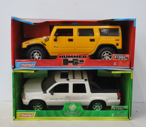 2 x Boxed BuddyL Steel 112 Scale Model Cars incl Hummer H2 & Cadillac Escala