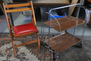 2 x Vintage Folding European Furniture incl Russian Collapsable Auto Trolley
