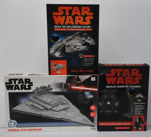 3 x Modern Boxed Star Wars Games & Puzzles incl Millenium Falcon Papercraft