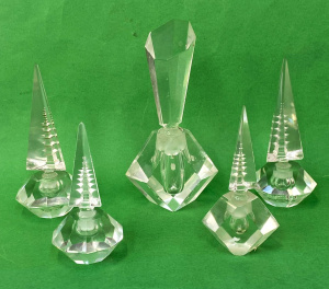5 x Vintage Japanese Crystal Perfume bottles inc 4 x faceted bottles with point