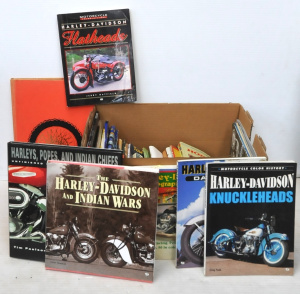 Box lot - vintage Car & Motorcycle Books & Ephemera - Harley Davidson &a