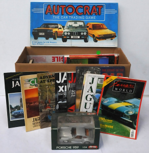 Box Lot of Car Books, Ephemera & Other sincl Autocrat Car Trading Board Game