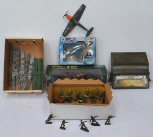 Lot of Military Themed Toys & Items incl Boxed 132 Scale Diecast Plastic Kin