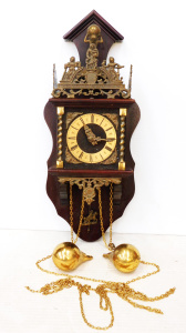 Vintage Dutch Nu Elck Syn Sin (To Each his Own) Zaance Wall Clock - Brass deta