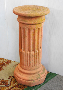 Lot 7 - Heavy vintage Concrete Column pedestal - terracotta colour 65cm H