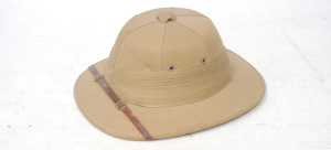 Lot 9 - Vintage Khaki coloured Pith Helmet marked to inside 'Made in India for G Lot 9 - Vintage Khaki coloured Pith Helmet marked to inside 'Made in India for G