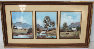 Lot 111 - Rod Rowland (1939 - ) Set of 3 Oil Paintings framed as 1 (Triptych) -