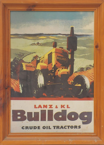Lot 145 - Framed Reproduction Tin sign for Lanz & KL Bulldog Crude oil Tract