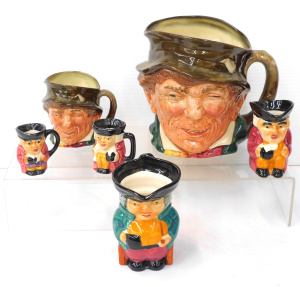 Lot 157 - Group lot vintage Character Jugs inc Large Royal Doulton & Small Lot 157 - Group lot vintage Character Jugs inc Large Royal Doulton & Small