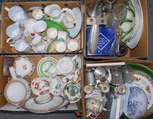 4 x Boxes Mixed - mostly vintage china inc Jugs, Teapots, Bowls, Plates, Hammere