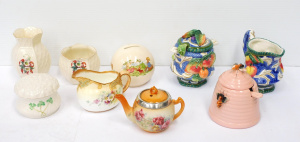 Group lot vintage ceramics inc Small Victorian Blushware Teaport w h marked ster