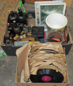 Lot 7 - 2 x Boxes Vintage Assorted Items incl Vintage Glass Bottles, Manual Coff Lot 7 - 2 x Boxes Vintage Assorted Items incl Vintage Glass Bottles, Manual Coff