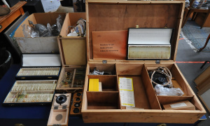 Lot 18 - Group Lot of Vintage Microscope Sample Slides & Scientific Items in Lot 18 - Group Lot of Vintage Microscope Sample Slides & Scientific Items in