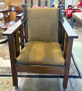 Lot 43 - Arts & Crafts blackwood armchair - reupholstered Lot 43 - Arts & Crafts blackwood armchair - reupholstered
