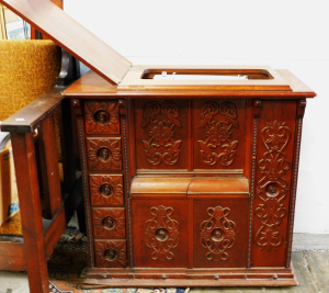 Lot 44 - Vintage ornate carved Cabinet with electric German Meister multimatic s