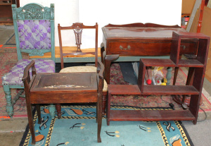 Lot 47 - Lot of 1930s & Other Occasional Furniture inc Stepped Bookcase, Lif Lot 47 - Lot of 1930s & Other Occasional Furniture inc Stepped Bookcase, Lif