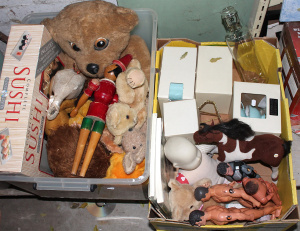 Lot 51 - 2x Boxes of Vintage Kids Toys & Other Items inc Action Man, Ventril