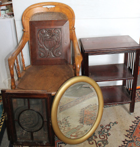 Lot 62 - Group lot - Vintage Occ Furniture - light stained Oak Round Back Armcha Lot 62 - Group lot - Vintage Occ Furniture - light stained Oak Round Back Armcha