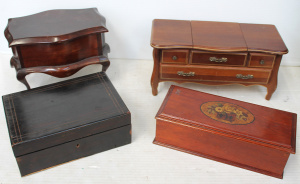 Lot 75 - Group lot - Vintage Wooden Boxes & Jewellery Boxes - 1930s Casket o