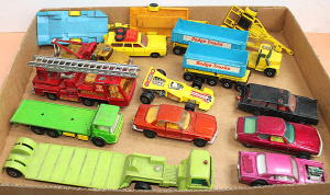 Lot 93 - Vintage Matchbox Speed Kings & Super Kings Lot inc Fire Truck, Trai