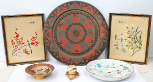 Lot 102 - Lot of Vintage Oriental & Eastern decorative items inc Satsuma Can Lot 102 - Lot of Vintage Oriental & Eastern decorative items inc Satsuma Can