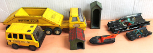 Lot 121 - Vintage Tin & Diecast Model Cars inc Corgi 60's Batmobile, Husky B