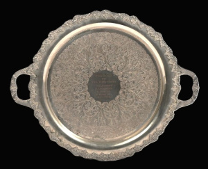 Lot 124 - Large silver plate tray engraved PGASCGD 1981 VFL Teams Trophy Melbour Lot 124 - Large silver plate tray engraved PGASCGD 1981 VFL Teams Trophy Melbour