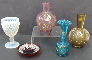 Lot 129 - Mixed Lot of Victorian & Other Glass inc Goblet w opalescent desig
