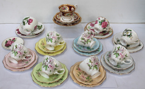 Lot 183 - Group lot of English Trios inc Foley Harlequin set of 6, Royal Albert