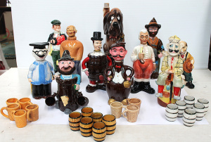 Lot 212 - Large Group Japanese Novelty decanters & Mugs inc Scholar, Musical