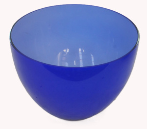 Lot 224 - Large vintage c1970s Blue cased Art Glass Bowl - no marks sighted, 16c