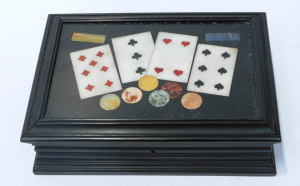 Lot 229 - 1920s Pietra Dura Games Box with Marble & natural stone inlaid li