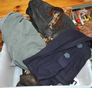 Lot of Mens Clothes incl Oilskin Stagg Mens Jacket, Norwellian Bluie Jacket, Vin