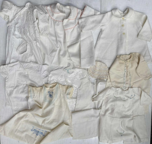 Lot 21 - Lge grp vintage babies clothing, nighties, coats, bonnet, jacket etc ma