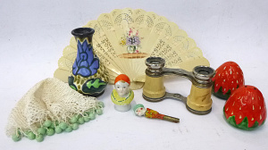 Lot 31 - Small group of Vintage Items inc, Art Deco half doll, & pencil topp