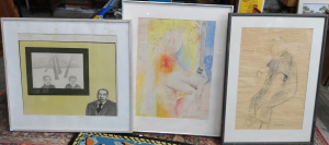Lot 58 - 3 x Framed Modernist works on Paper - John Haycraft 'Figure Study', Dav Lot 58 - 3 x Framed Modernist works on Paper - John Haycraft 'Figure Study', Dav