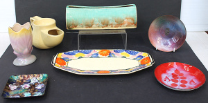 Lot 97 - Mixed group lot Vintage inc Australian pottery Diana trough vase, Hoffm