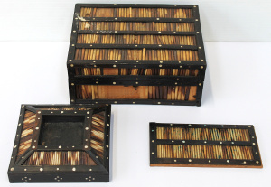 Lot 120 - Group lot Vintage Porcupine Quill items inc, lidded box (some af) Lot 120 - Group lot Vintage Porcupine Quill items inc, lidded box (some af)