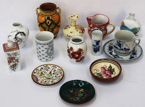 Lot 151 - Group lot Ceramics & Copper inc Ceramic small vases Delft Cup & Lot 151 - Group lot Ceramics & Copper inc Ceramic small vases Delft Cup &