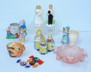 Lot 163 - Group lot Novelty ceramics mostly Japanese inc Bride & Groom turna
