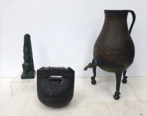 Lot 173 - Group lot assorted items inc, Inuit Totem figure (restoration sighted)