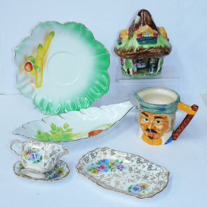 Lot 175 - Group lot Victorian Ceramics & Glass inc Pig Fairing plate & t Lot 175 - Group lot Victorian Ceramics & Glass inc Pig Fairing plate & t