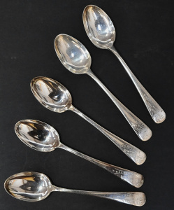 Lot 200 - 5 x Sterling Silver Teaspoon Trophies from MCC Rifle Club - all won by Lot 200 - 5 x Sterling Silver Teaspoon Trophies from MCC Rifle Club - all won by