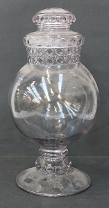 Lot 234 - Early 1900s Large Footed Confectionary Apothecary lidded jar, diamond Lot 234 - Early 1900s Large Footed Confectionary Apothecary lidded jar, diamond
