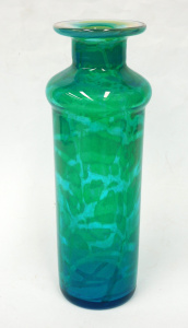 Lot 236 - Vintage signed Mdina Malta glass Cylinder Vase - Blue with Green freef Lot 236 - Vintage signed Mdina Malta glass Cylinder Vase - Blue with Green freef