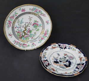 2 x Vintage Victorian English Cabinet Plates incl Mason's Plate & A Mintons