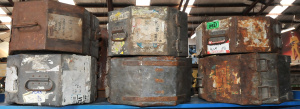 6 x Vintage Hexagonal Metal Movie Film Canisters