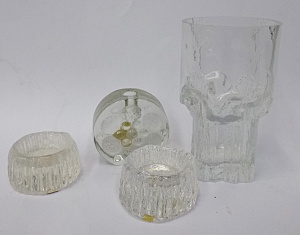 Group lot of Scandinavian Modernist Glass Cystal inc, Iitala Tapio Wirkkala Mine